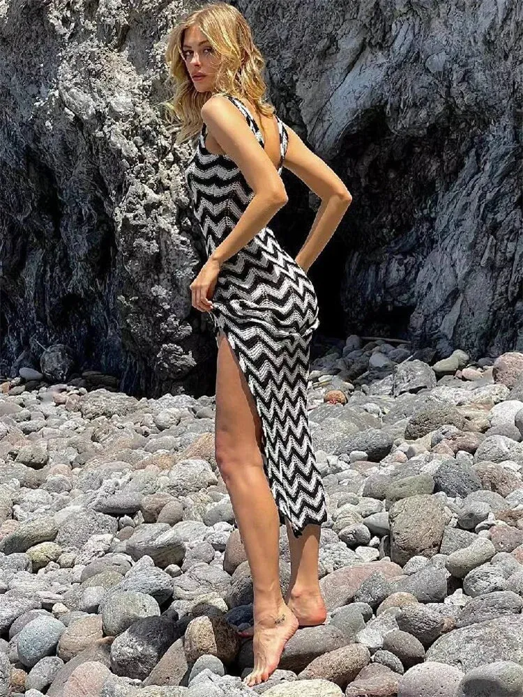 Striped Knit Contrast Women Dress