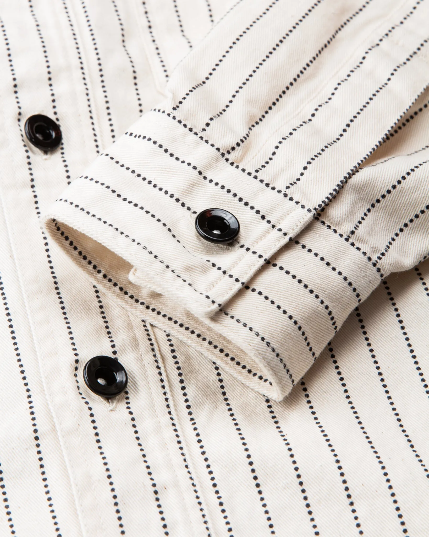 Sugar Cane & Co Fiction Romance 8.5oz. White Wabash Stripe Work Shirt SC27076