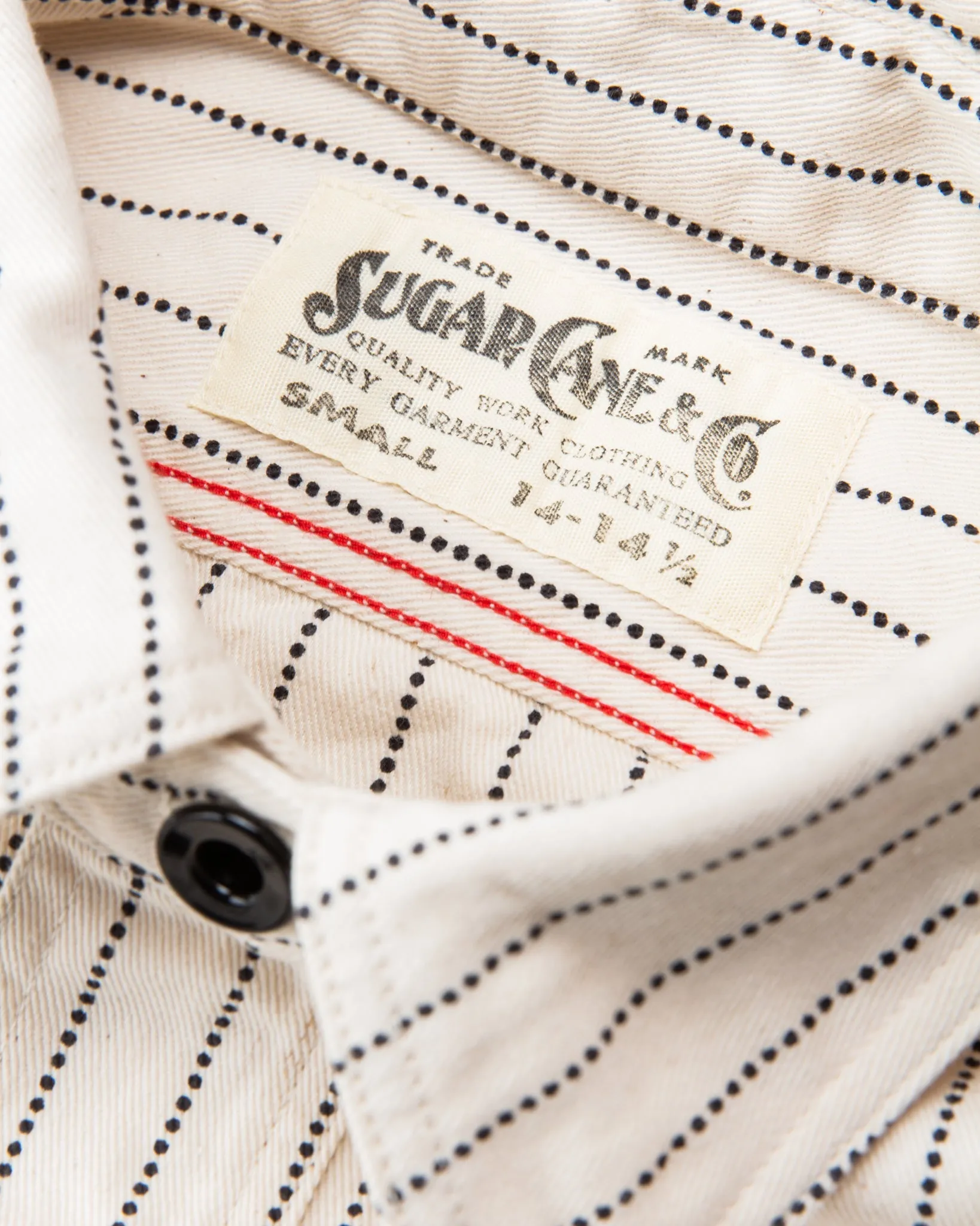Sugar Cane & Co Fiction Romance 8.5oz. White Wabash Stripe Work Shirt SC27076