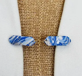 Sweater Clips Clay Geometric Sweater Clip for Cardigan Clasp Dress Fastener Blue Purple Cinch Clip Kimono Birthday Gift for Her by Fabulici