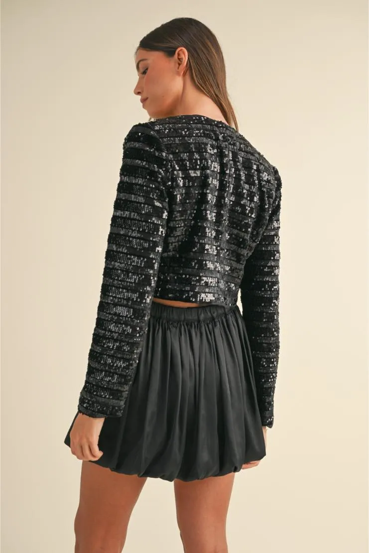 Taylor Sequined Velvet Jeweled Cropped Jacket