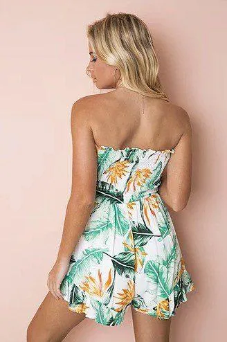 Tropical and Floral Print Romper