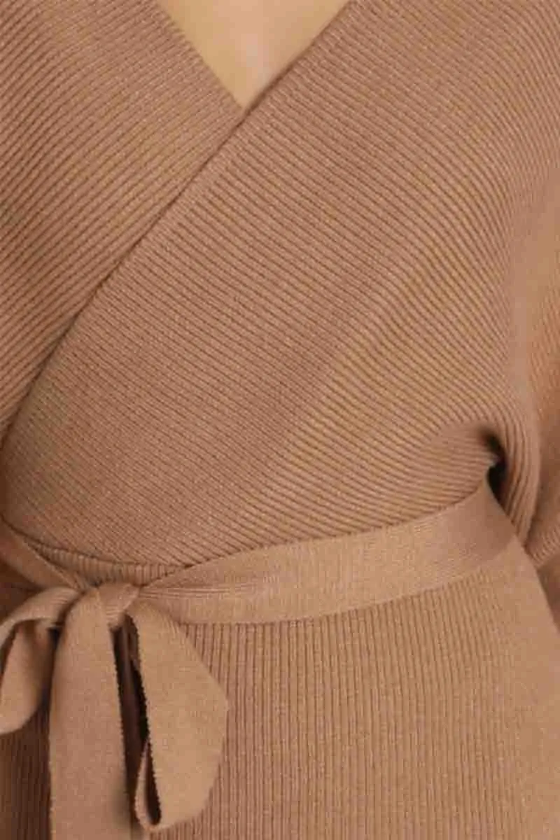 V Neck Knit Sweater Dress（3 Colors）