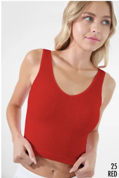 V-neck Ribbed Crop Top