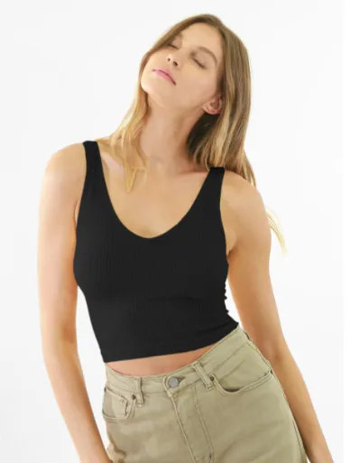 V-neck Ribbed Crop Top