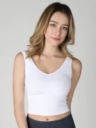 V-neck Ribbed Crop Top