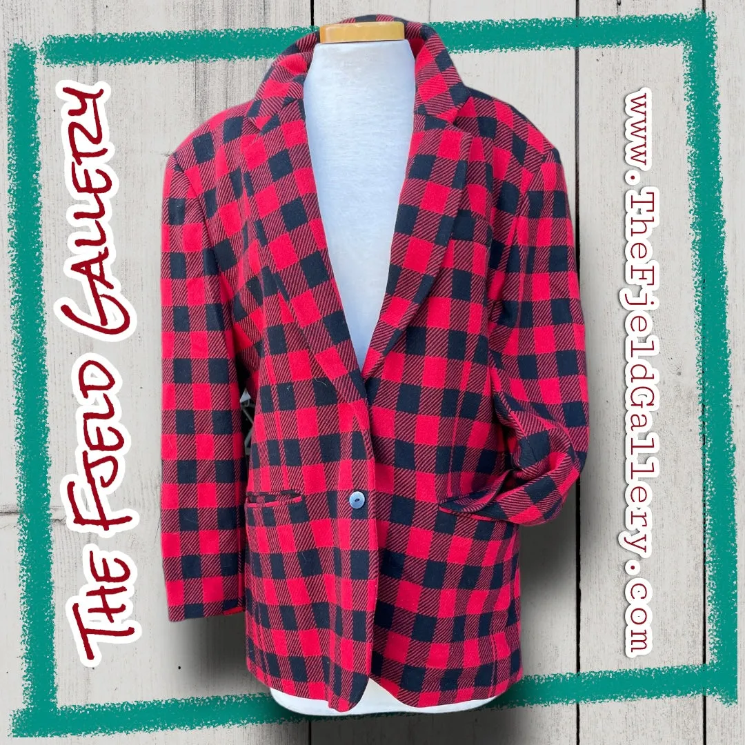 Vintage 1990’s Red & Black Plaid GAP Wool Blazer