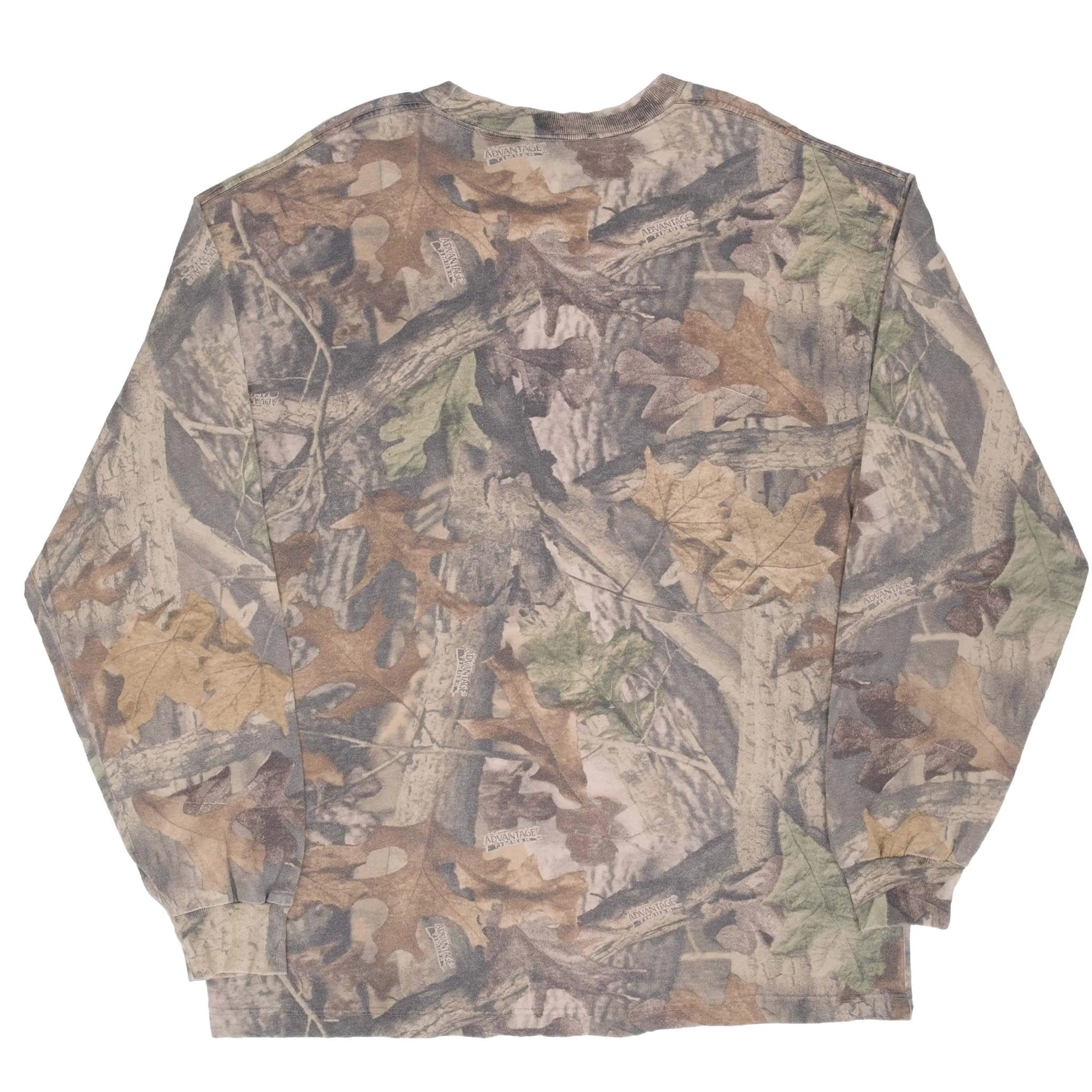 VINTAGE HUNTING ADVANTAGE TIMBER CAMO LONG SLEEVE TEE SHIRT LARGE MADE IN USA