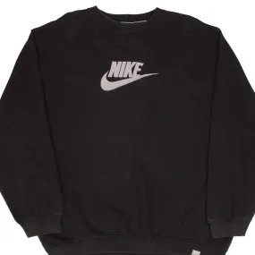 VINTAGE NIKE SWOOSH SPELLOUT BLACK SWEATSHIRT 2000S SIZE 2XL