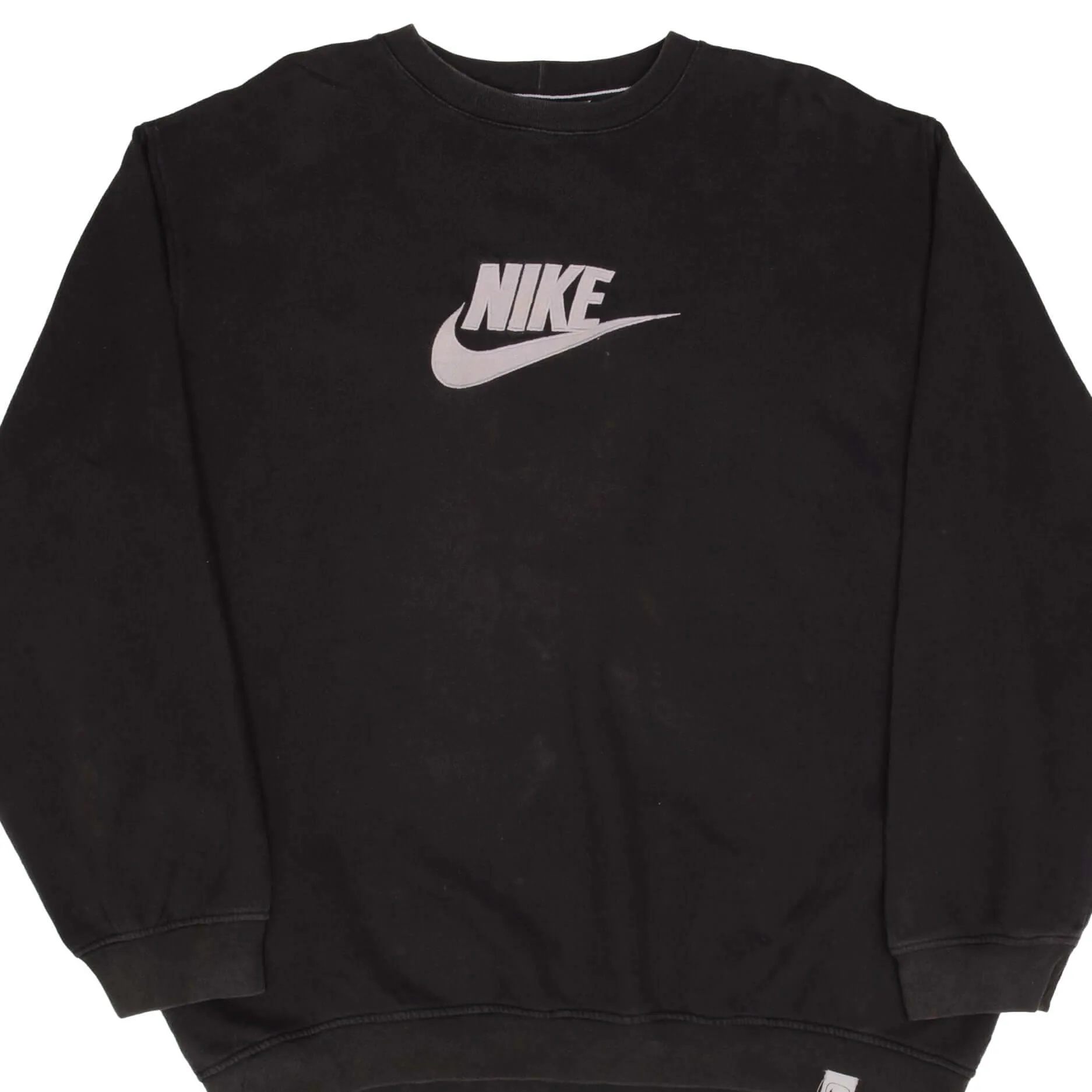 VINTAGE NIKE SWOOSH SPELLOUT BLACK SWEATSHIRT 2000S SIZE 2XL