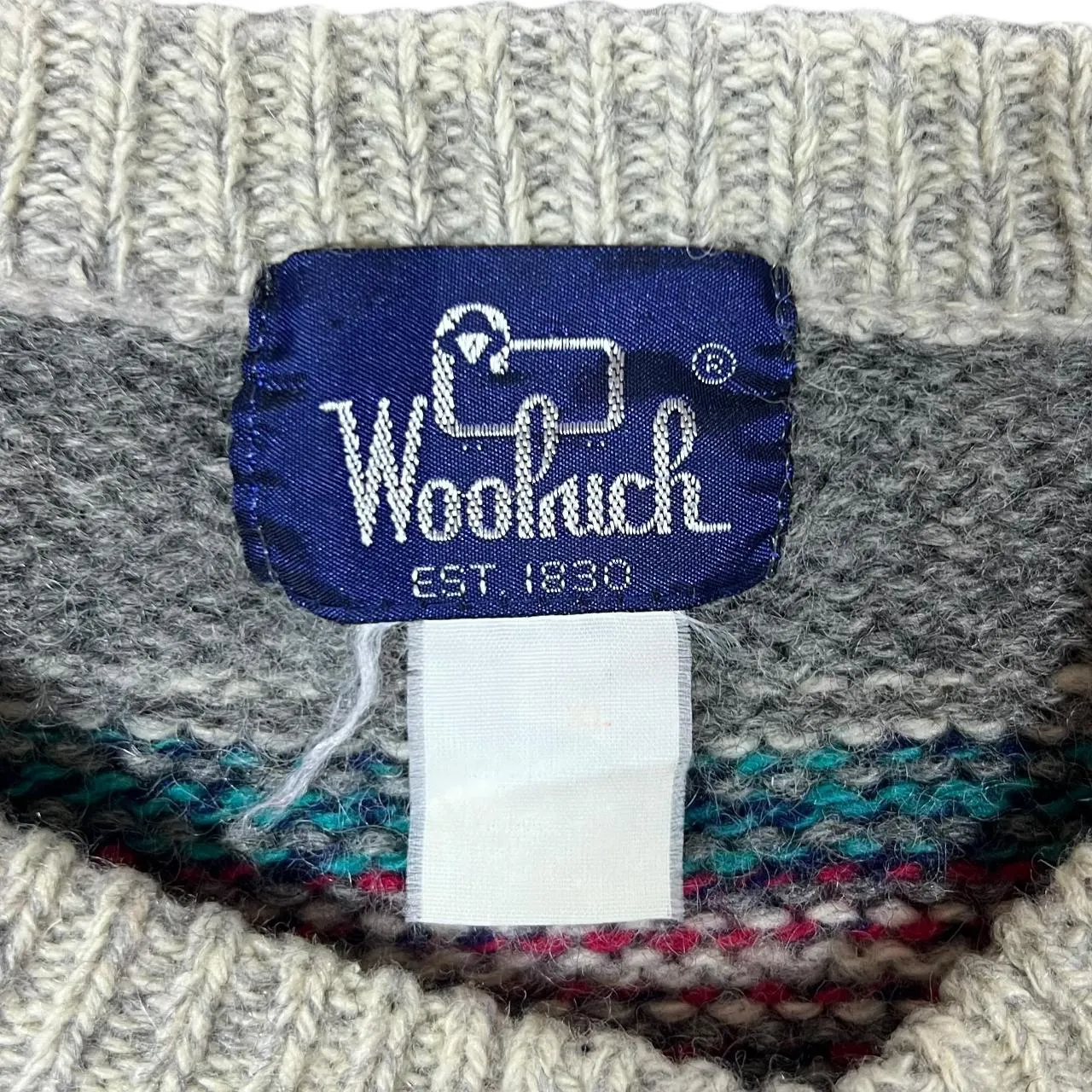 Vintage WOOLRICH Multi Patterned Wool Knit Crewneck Sweater Jumper