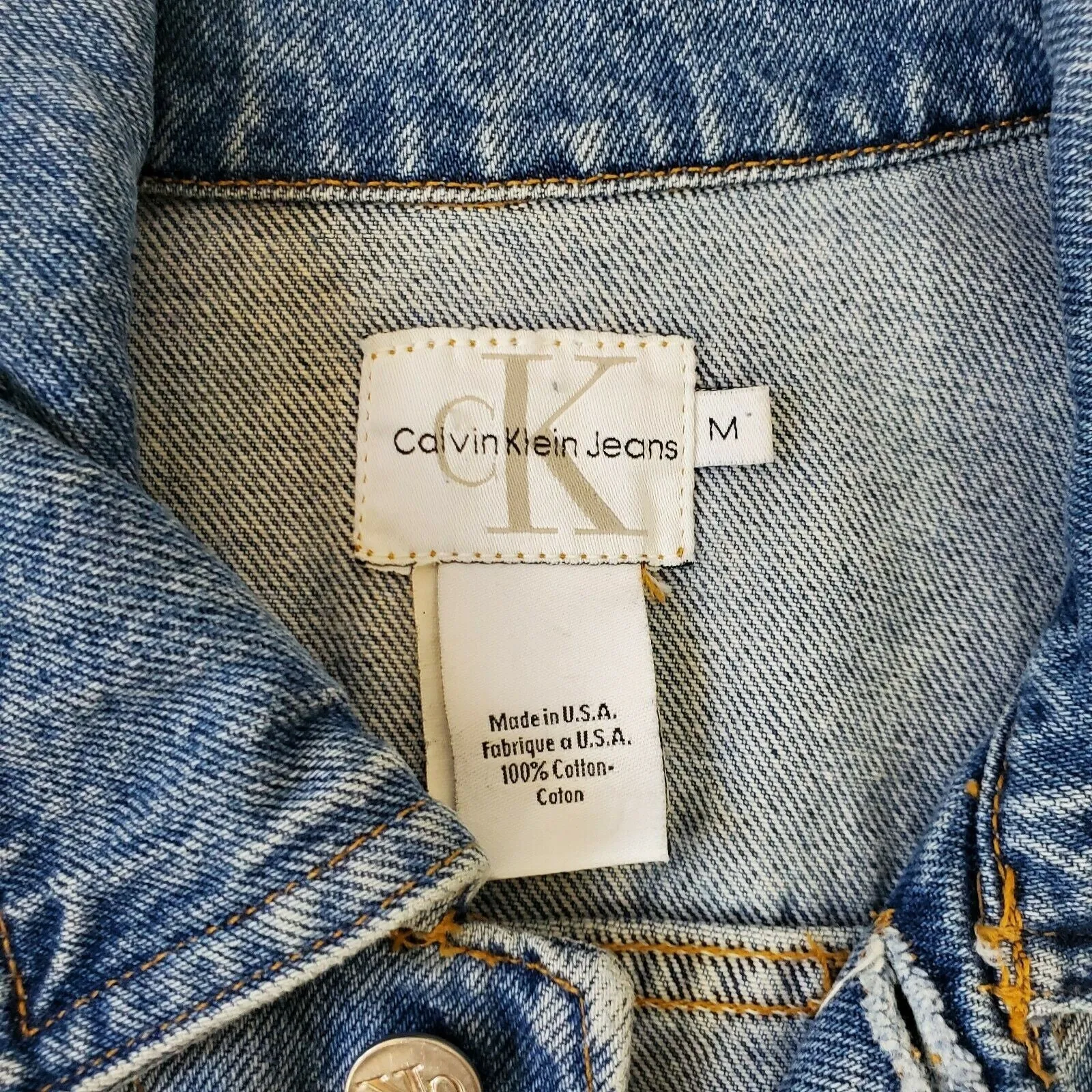 Vtg Calvin Klein Cropped Denim Jacket Size Medium