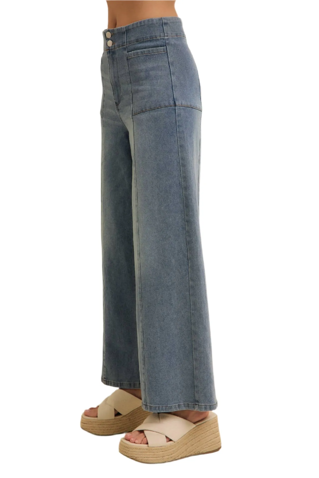 Washed Denim - Wide Leg Jeans