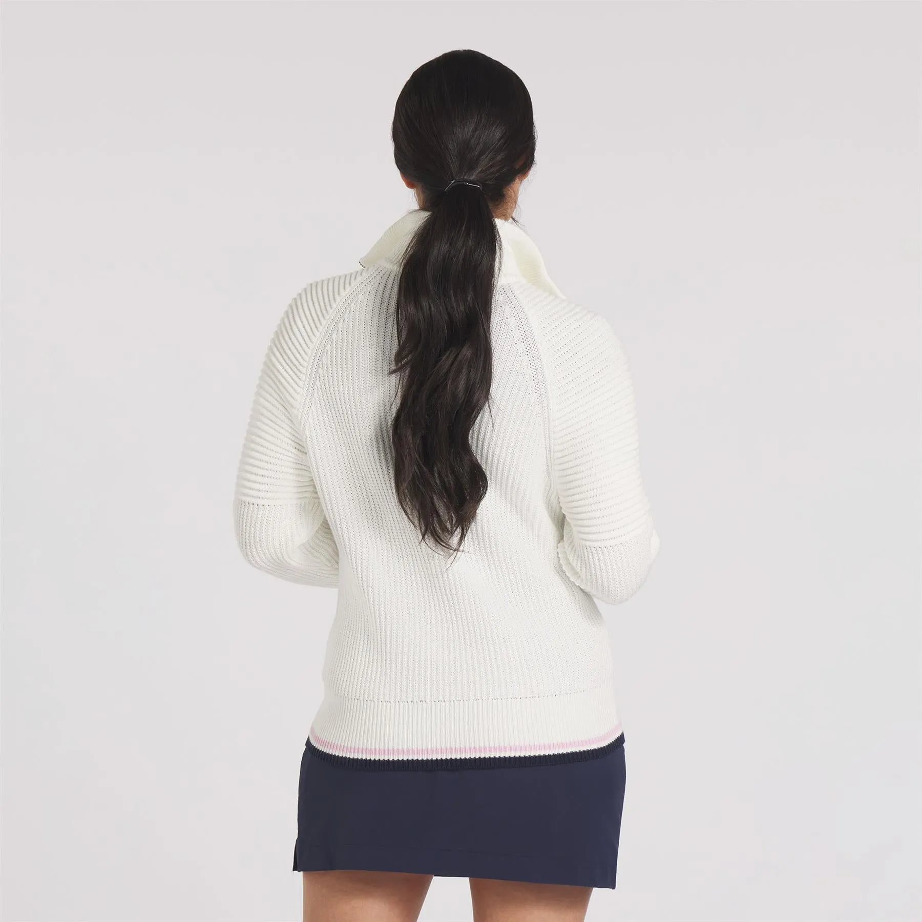 Womens AP Quarter Zip Sweater Warm White - AW24