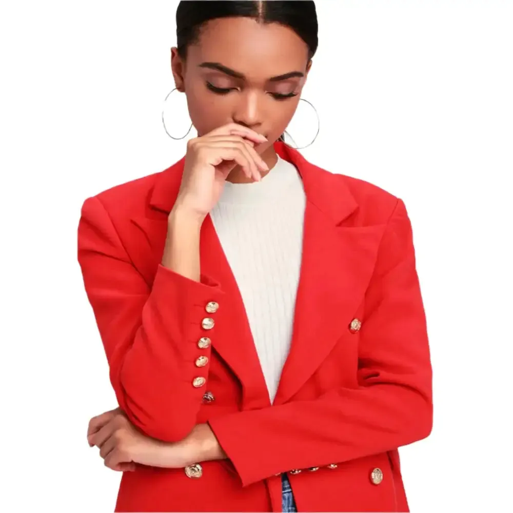 Women's Cherry Red Wool Long Coat – Elegant & Stylish